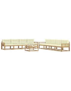 Set di divani da esterno 9 pcs Bianco e Crema 79 x 79 x 37 cm 2