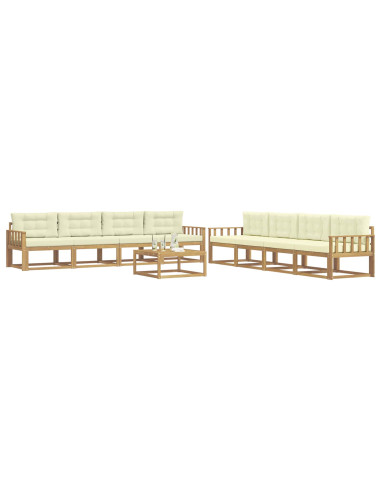 Set di divani da esterno 9 pcs Bianco e Crema 79 x 79 x 37 cm