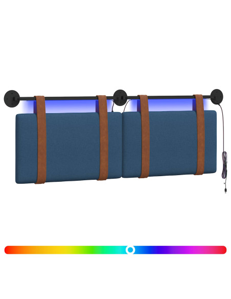 Testiera sospesa Con luce LED Blu PU Antico