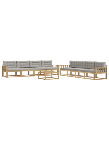 Set di divani da esterno 9 pcs Bianco e Grigio Chiaro