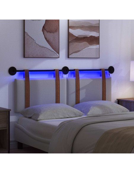 Testiera sospesa Con luce LED Bianco PU Antico
