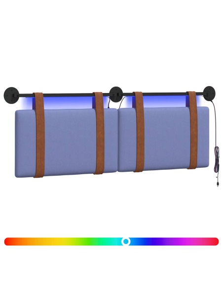 Testiera sospesa Con luce LED Blu jeans PU Antico
