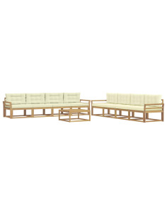 Set di divani da esterno 9 pcs Bianco e Crema 79 x 79 x 37 cm 2