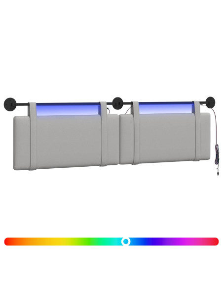 Testiera sospesa Con luce LED Grigio Nuvola Tessuto