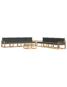 Set di divani da esterno 9 pcs Bianco e Antracite 2