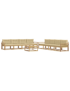 Set di divani da esterno 9 pcs Bianco e Beige 79 x 79 x 37 cm 2