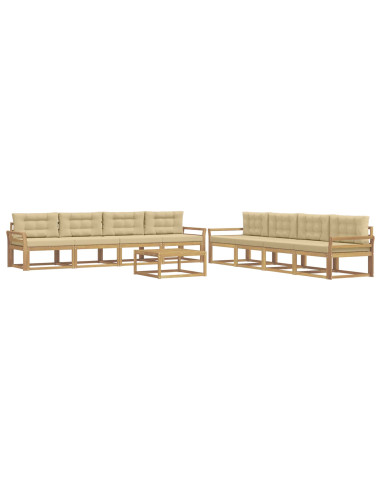 Set di divani da esterno 9 pcs Bianco e Beige 79 x 79 x 37 cm