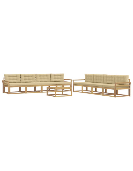 Set di divani da esterno 9 pcs Bianco e Beige 79 x 79 x 37 cm