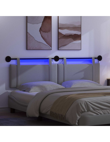 Testiera sospesa Con luce LED Grigio Chiaro Tessuto