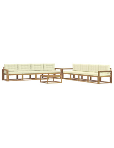 Set di divani da esterno 9 pcs Bianco e Crema 79 x 79 x 37 cm 2