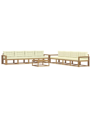 Set di divani da esterno 9 pcs Bianco e Crema 79 x 79 x 37 cm