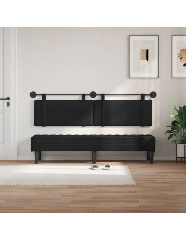 Testiera sospesa Con luce LED Nero Tessuto
