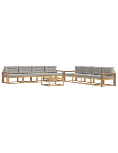 Set di divani da esterno 9 pcs Bianco e Grigio Chiaro 2