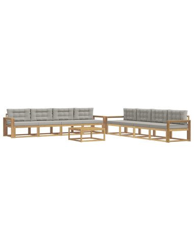 Set di divani da esterno 9 pcs Bianco e Grigio Chiaro