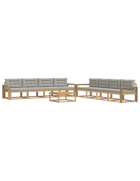 Set di divani da esterno 9 pcs Bianco e Grigio Chiaro