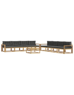 Set di divani da esterno 9 pcs Bianco e Antracite 2