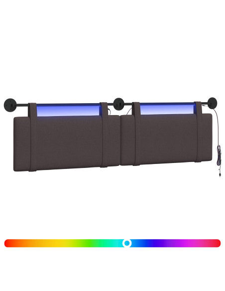 Testiera sospesa Con luce LED Marrone Scuro Tessuto