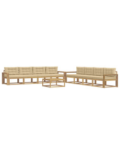 Set di divani da esterno 9 pcs Bianco e Beige 79 x 79 x 37 cm 2