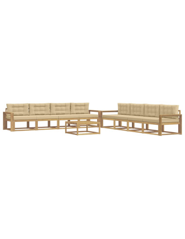 Set di divani da esterno 9 pcs Bianco e Beige 79 x 79 x 37 cm