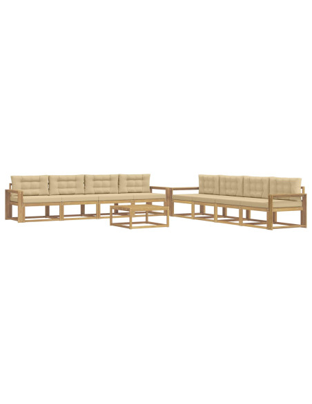 Set di divani da esterno 9 pcs Bianco e Beige 79 x 79 x 37 cm