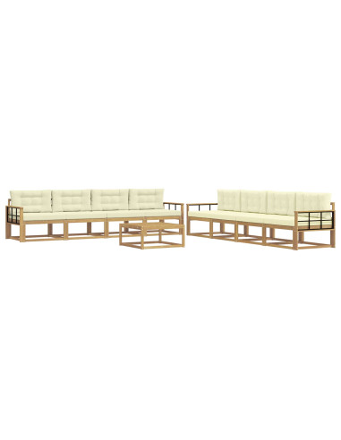 Set di divani da esterno 9 pcs Bianco e Crema 79 x 79 x 37 cm
