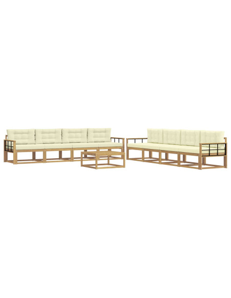Set di divani da esterno 9 pcs Bianco e Crema 79 x 79 x 37 cm