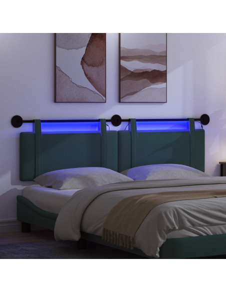 Testiera sospesa Con luce LED Verde Scuro Tessuto