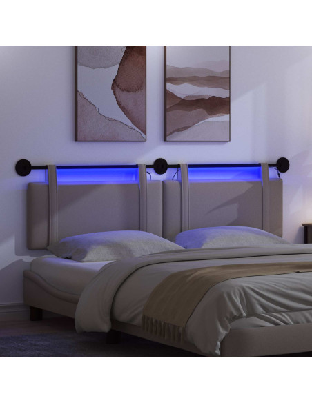 Testiera sospesa Con luce LED Tortora Tessuto
