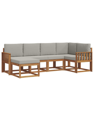 Set di divani da esterno 6 pcs Grigio Naturale e Chiaro