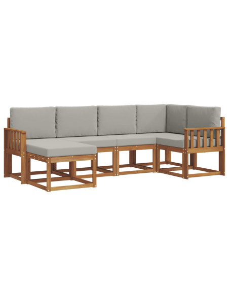 Set di divani da esterno 6 pcs Grigio Naturale e Chiaro
