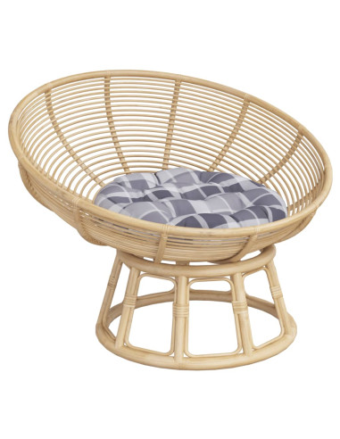 Cuscino Rotondo Grigio Motivo a Quadri Ø 60x11cm Tessuto Oxford