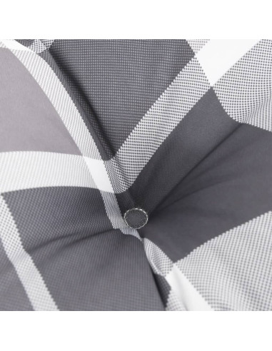 Cuscino Rotondo Grigio Motivo a Quadri Ø 60x11cm Tessuto Oxford