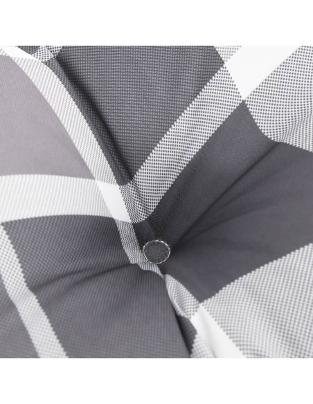 Cuscino Rotondo Grigio Motivo a Quadri Ø 60x11cm Tessuto Oxford
