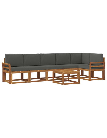 Set di divani da esterno con cuscino 7 pcs Naturale e Antracite