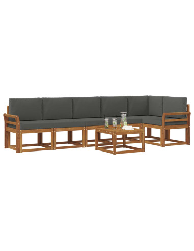 Set di divani da esterno con cuscino 7 pcs Naturale e Antracite