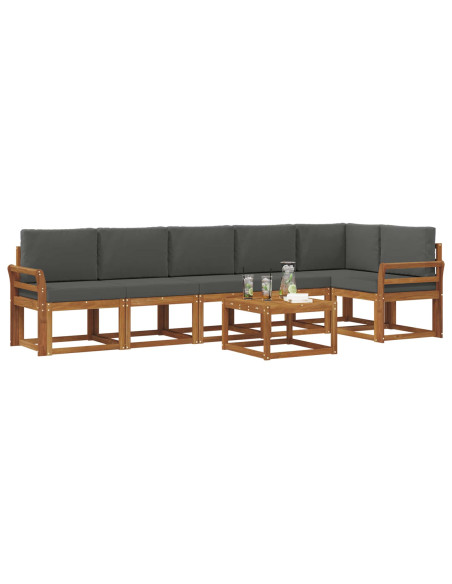 Set di divani da esterno con cuscino 7 pcs Naturale e Antracite