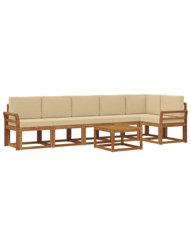 Set di divani da esterno con cuscino 7 pcs Naturale e Beige