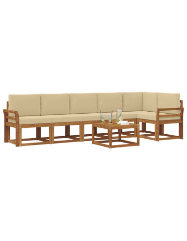 Set di divani da esterno con cuscino 7 pcs Naturale e Beige