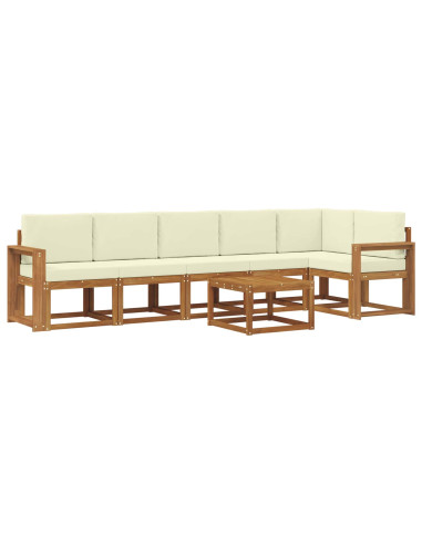 Set di divani da esterno con cuscino 7 pcs Naturale e Crema