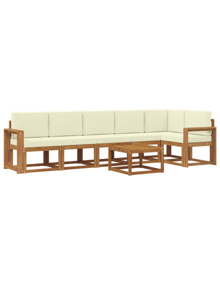 Set di divani da esterno con cuscino 7 pcs Naturale e Crema