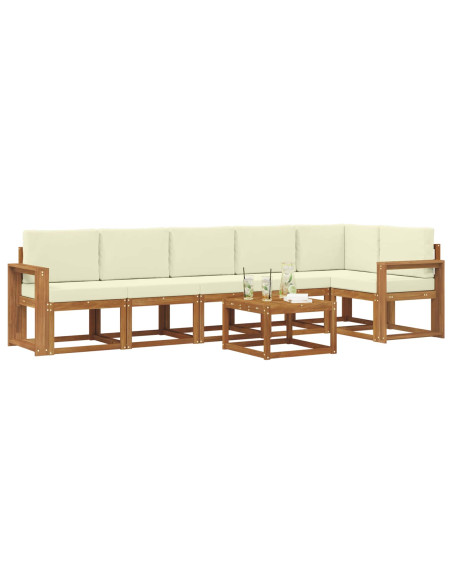 Set di divani da esterno con cuscino 7 pcs Naturale e Crema