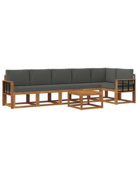 Set di divani da esterno con cuscino 7 pcs Naturale e Antracite