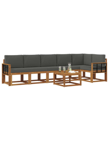 Set di divani da esterno con cuscino 7 pcs Naturale e Antracite