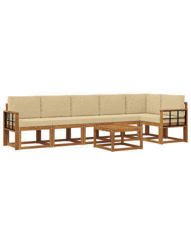 Set di divani da esterno con cuscino 7 pcs Naturale e Beige