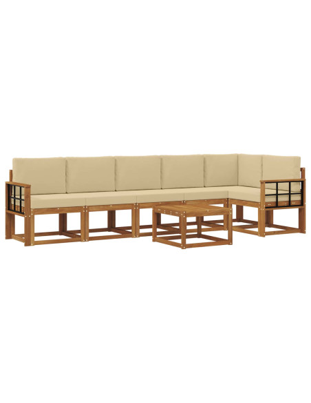 Set di divani da esterno con cuscino 7 pcs Naturale e Beige