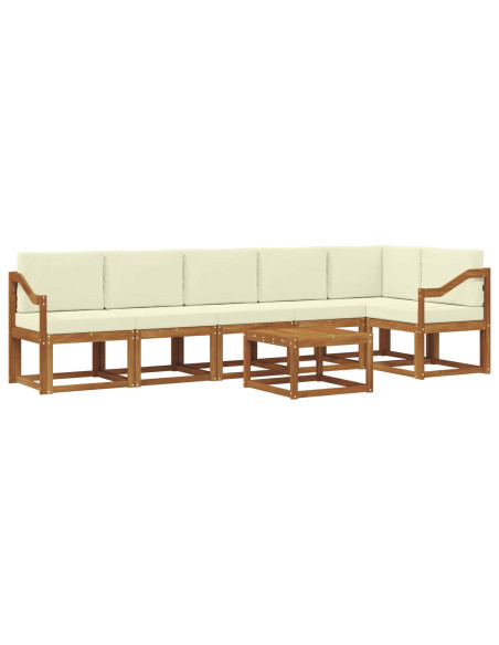 Set di divani da esterno con cuscino 7 pcs Naturale e Crema