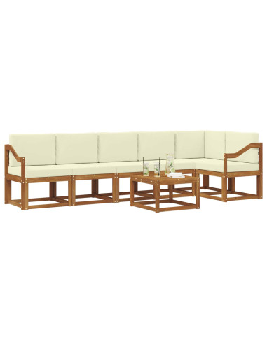 Set di divani da esterno con cuscino 7 pcs Naturale e Crema