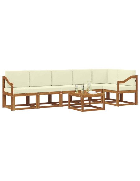 Set di divani da esterno con cuscino 7 pcs Naturale e Crema