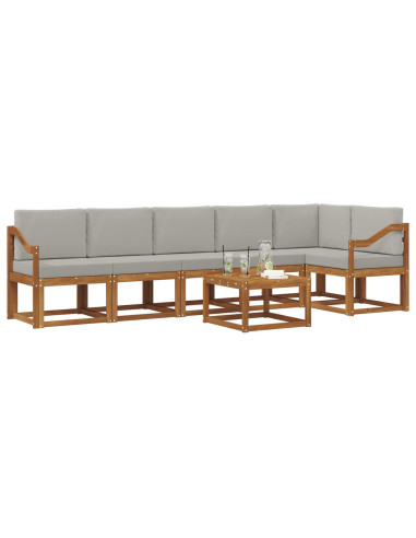 Set di divani da esterno 7 pcs Grigio Naturale e Chiaro