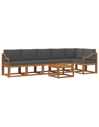 Set di divani da esterno con cuscino 7 pcs Naturale e Antracite